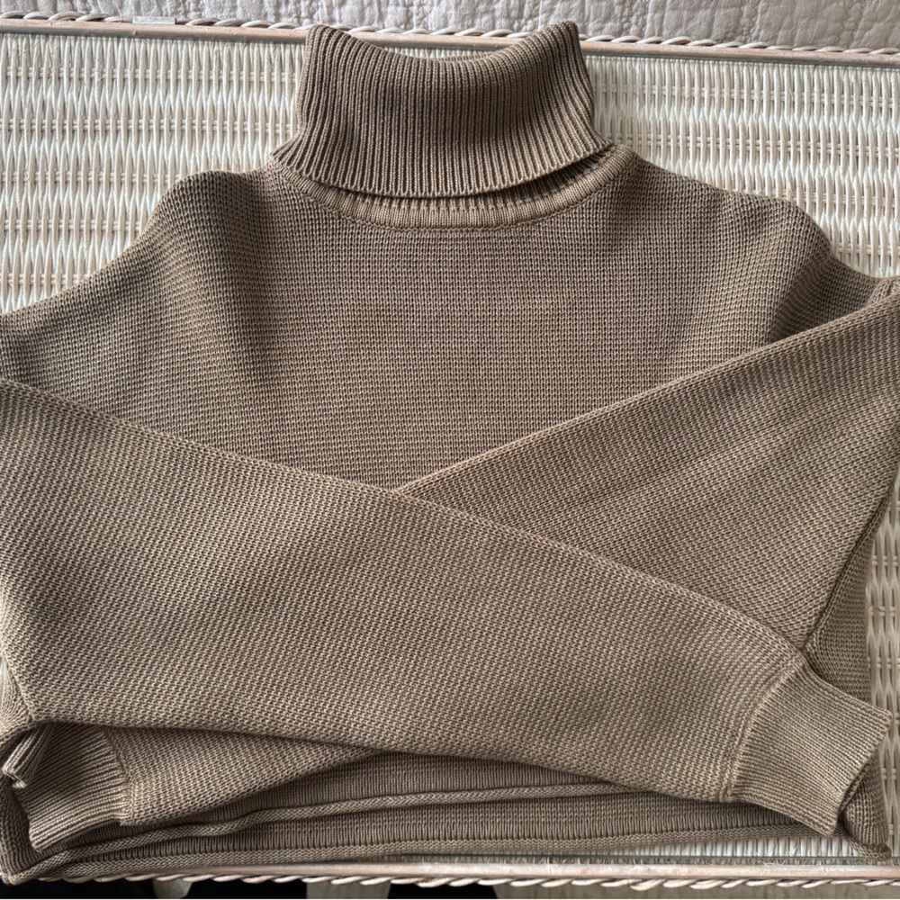 Zara Taupe Cowl Neck Sweater
